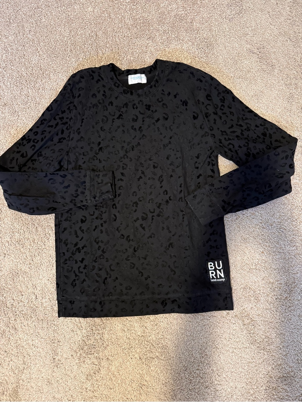BURN Women's Black Leopard-Print Crewneck Sweater